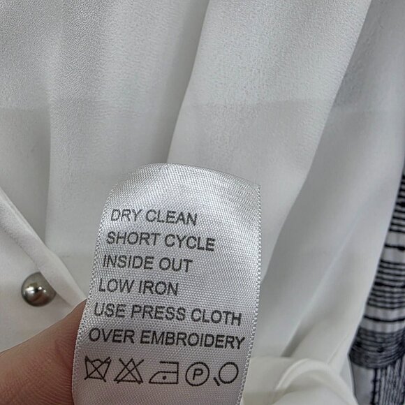 Etcetera Womens Long Sleeve Boho Surplice Blouse Top White Size 10 Button Front - Picture 12 of 14